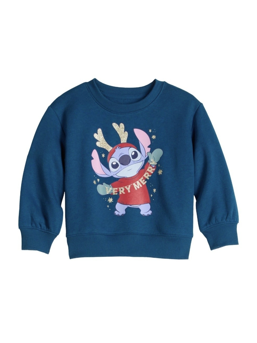 NWT Disney Stitch Holiday Sweatshirt Teal Blue Size 3T